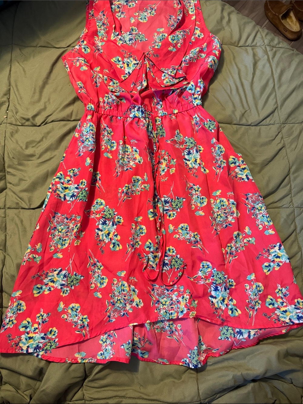 Red Floral Sleeveless Dress